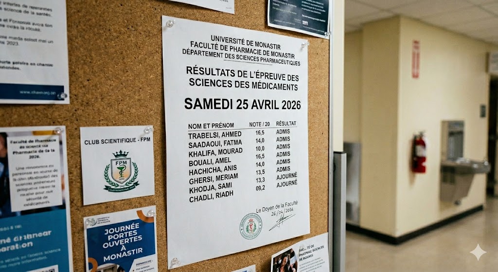 Résultat de  l'épreuve des Sciences des Médicaments du Samedi 25 Avril 2026