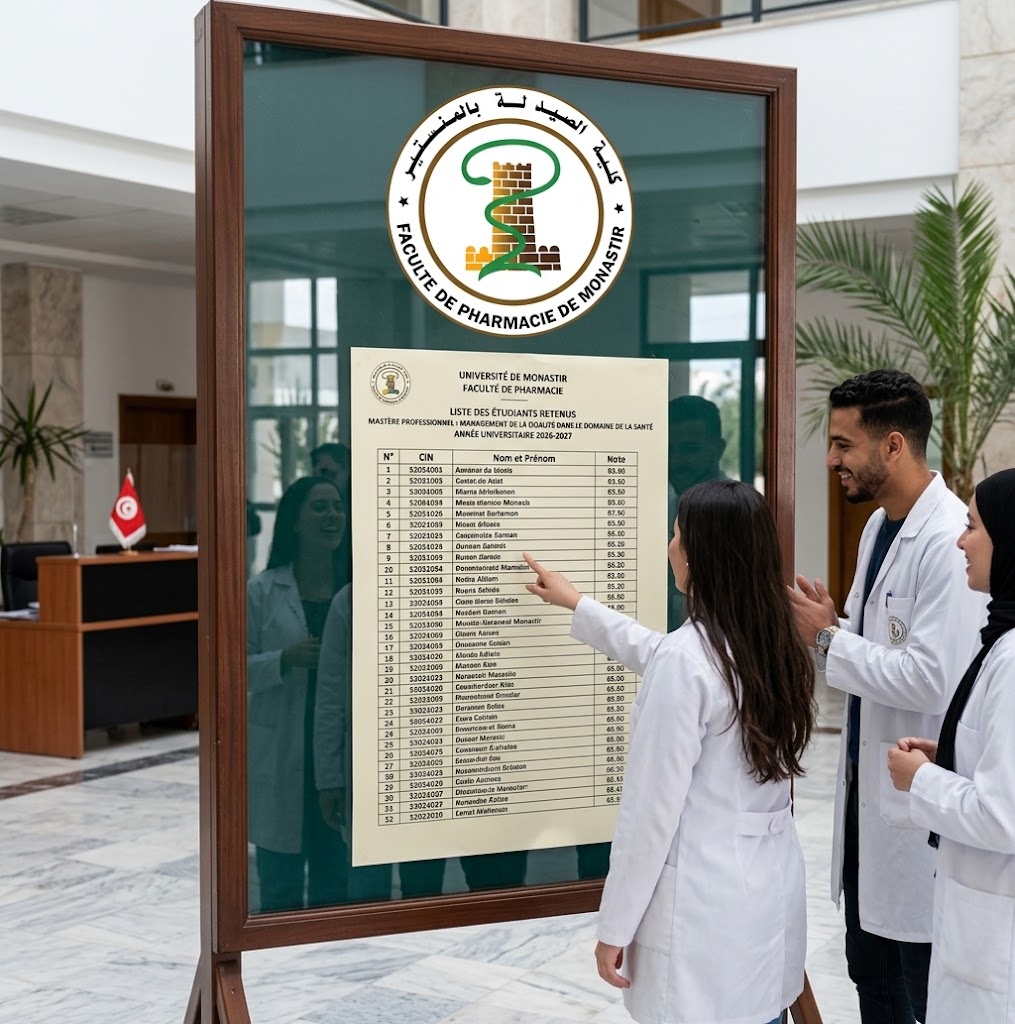 Liste des étudiants retenus mastère professionnel management de la qualité dans le domaine de la santé 2026-2027.