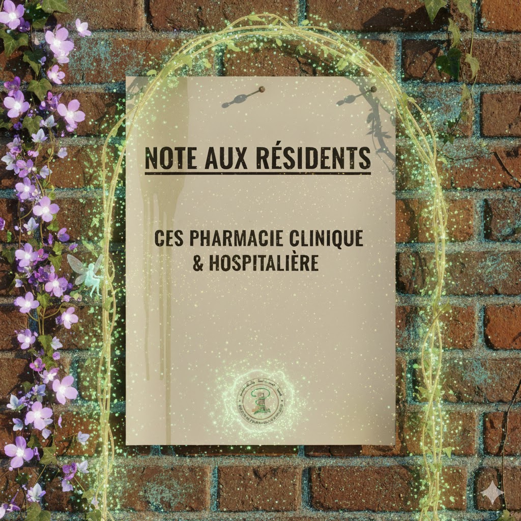 NOTE AUX RESIDENTS CES PHARMACIE CLINIQUE & HOSPITALIERE 2024 2025